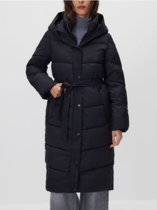 Pikowana kurtka z kapturem - czarny