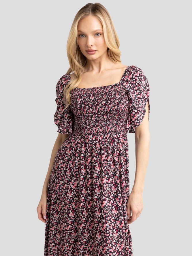 Sukienka damska midi z wiskozy z motywem kwiatowym Bler 000