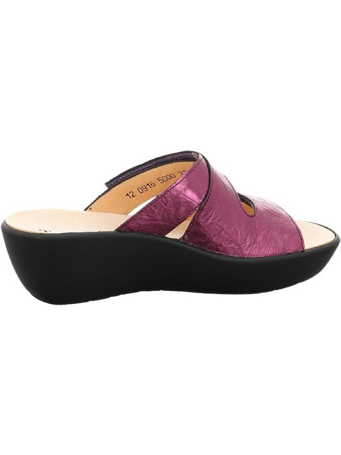 Think! Skórzane klapki w kolorze różowym na koturnie rozmiar: 40