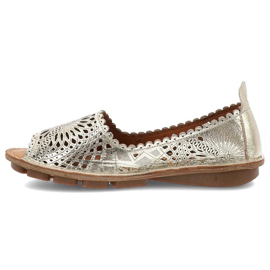 Złote Baleriny Ravini Wygodne Obuwie Damskie