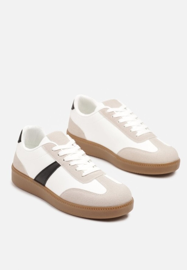 Biało-Czarne Sneakersy Tenisówki z Geometrycznym Wzorem Hanivra