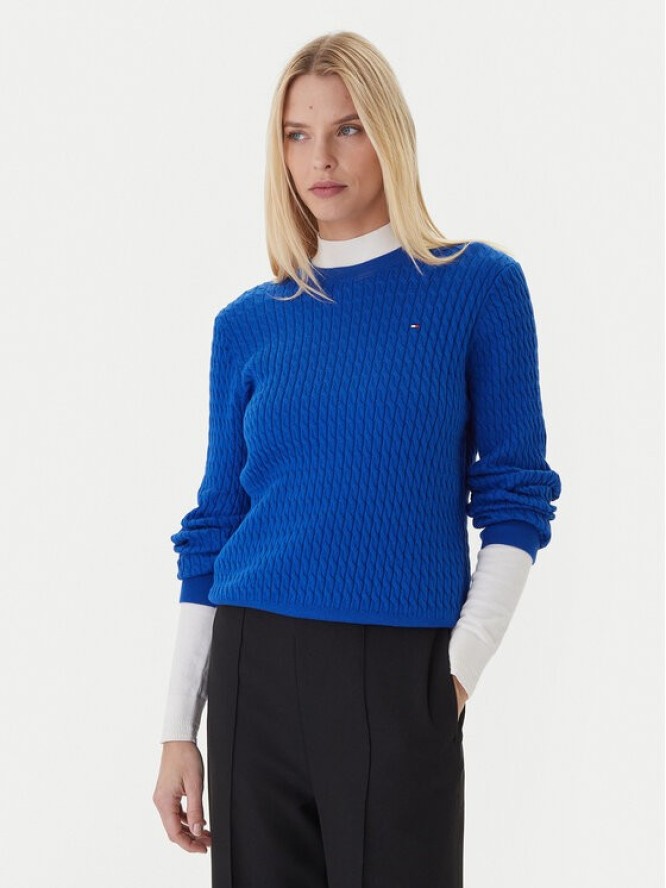 Tommy Hilfiger Sweter Fine WW0WW44993 Niebieski Regular Fit