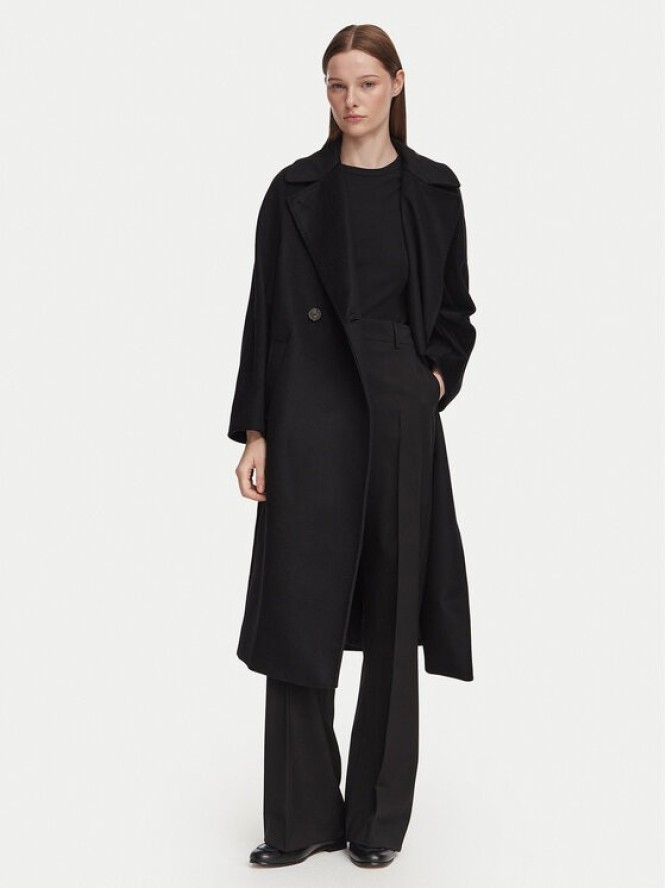 Weekend Max Mara Płaszcz wełniany Resina 2625016021 Czarny Regular Fit
