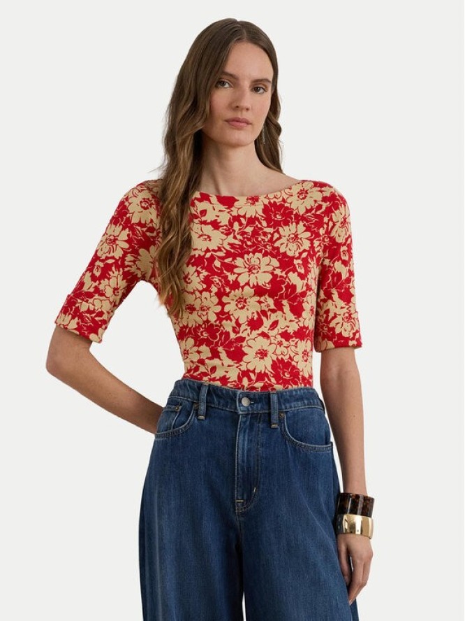 LAUREN RALPH LAUREN Bluzka 200P09078001 Czerwony Slim Fit