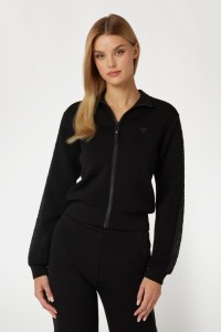 GUESS Czarna bluza damska z lampasami New Allie Scuba, Rozmiar S