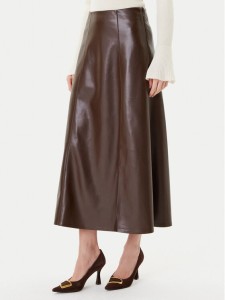 Simona Corsellini Spódnica z imitacji skóry A25CPGO00701 Brązowy Regular Fit