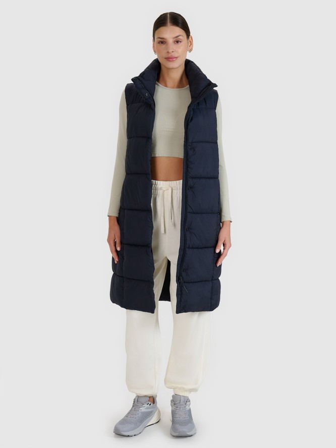 4F Długi bezrękawnik puchowy z wypełnieniem syntetycznym damski - czarny S