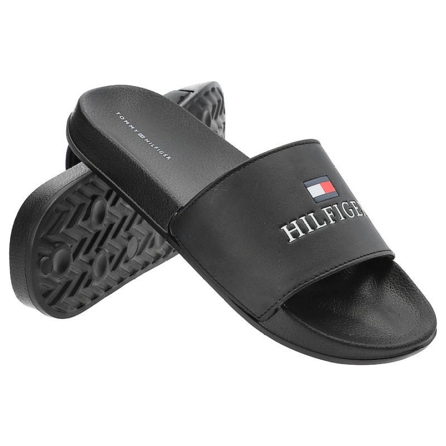 Czarne Klapki Tommy Hilfiger Modne Buty Na Lato