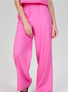 Spodnie materiałowe z domieszką lnu - różowy