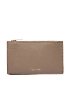 Calvin Klein Portfel Foil Logo Top Zip Cardcase LV04F1090G Beżowy