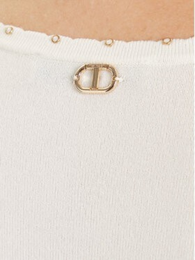 TWINSET Sukienka dzianinowa 252TP3271 Écru Regular Fit