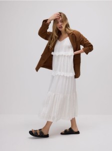 Bawełniana sukienka na ramiączkach - złamana biel