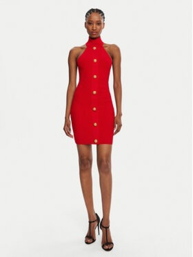 Balmain Sukienka koktajlowa DF0R3236KH58 Czerwony Slim Fit