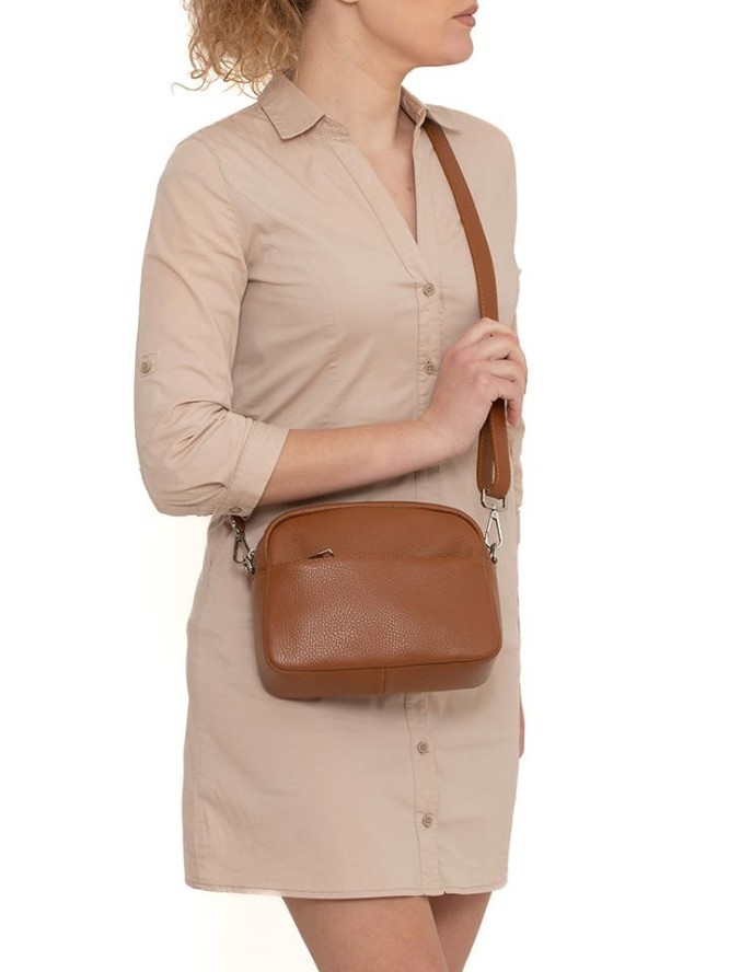 Lucca Baldi Skórzana torebka "Cascina" w kolorze karmelowym - 22 x 18 x 9 cm rozmiar: onesize