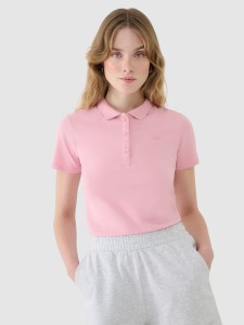 4F Koszulka polo slim damska - różowa S