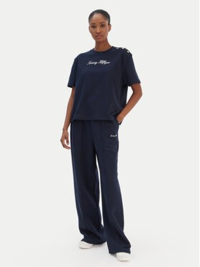 Tommy Hilfiger T-Shirt Script WW0WW47819 Granatowy Regular Fit