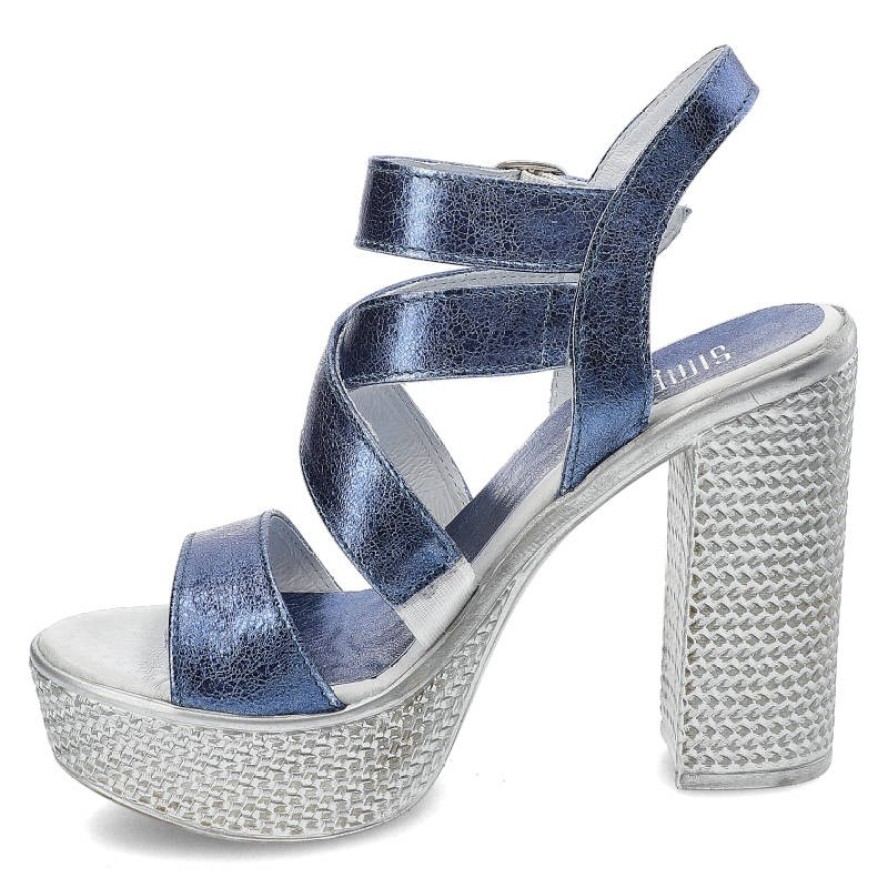 Niebieskie Sandały Simen Damskie Eleganckie Buty