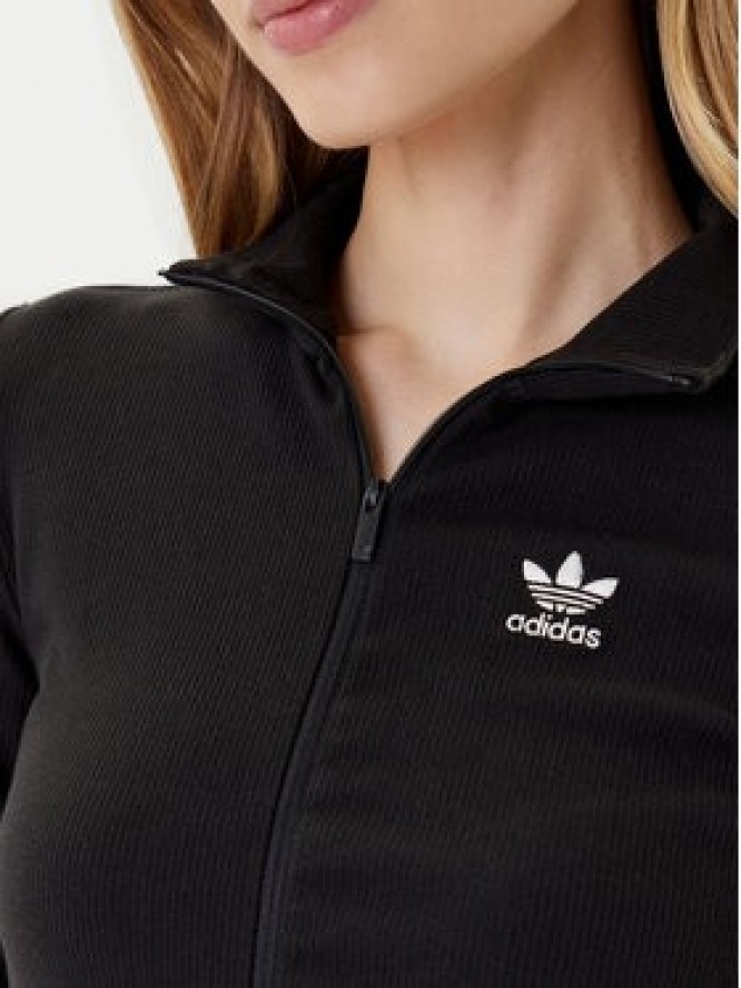 adidas Bluza Essentials Ribbed JD5905 Czarny Slim Fit