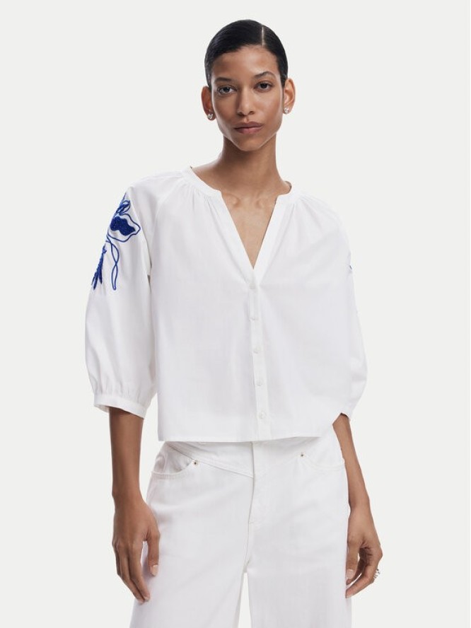 Desigual Bluzka Cratos 25SWBW03 Biały Loose Fit