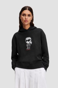KARL LAGERFELD Czarna damska bluzka z nadrukiem Ikon Sketch Karl, Rozmiar XS
