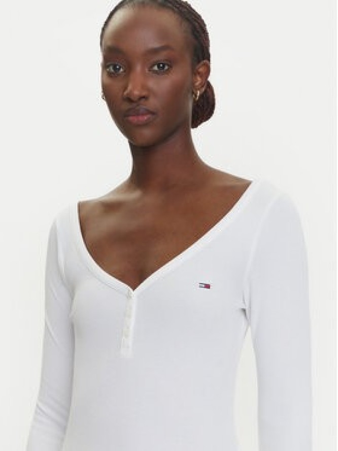 Tommy Jeans Bluzka Henley DW0DW20903 Biały Slim Fit
