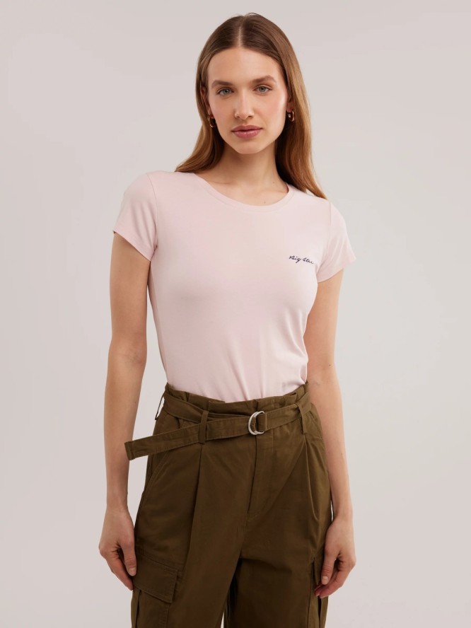 Koszulka damska z niewielkim logo różowa Irsera 600