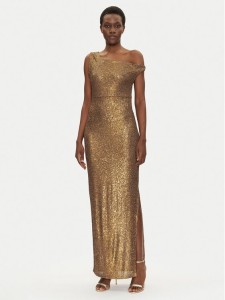 NORMA KAMALI Sukienka wieczorowa ST4243SQG69151 Złoty Slim Fit