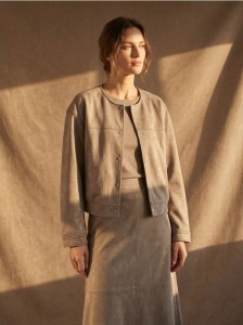 Kurtka bomber z imitacji zamszu - fioletowy