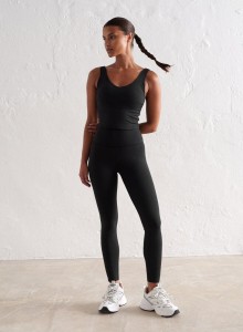 Damskie legginsy z wysokim stanem, squat proof, dla niskich Sense czarne