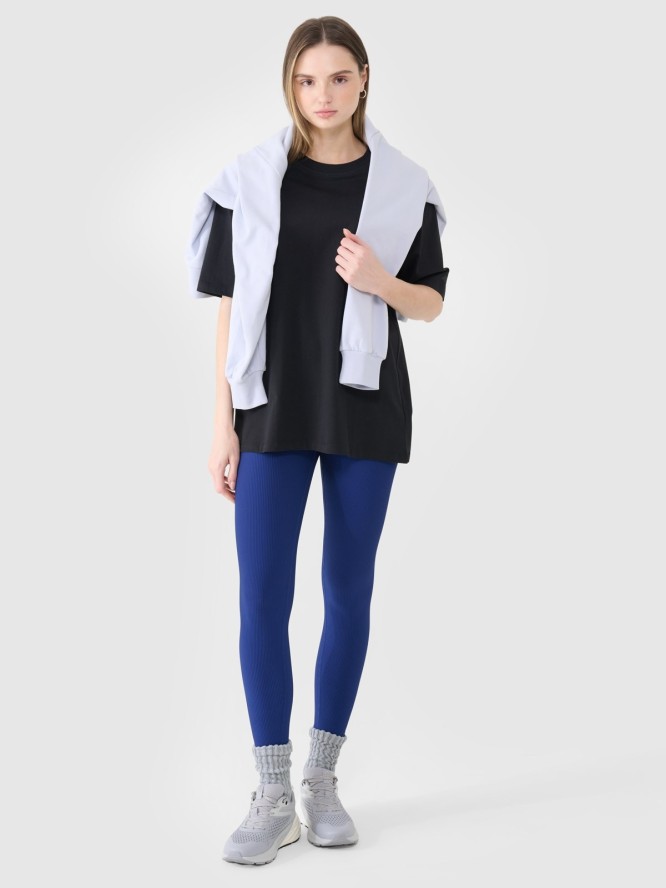 4F T-shirt oversize gładki damski - czarny L