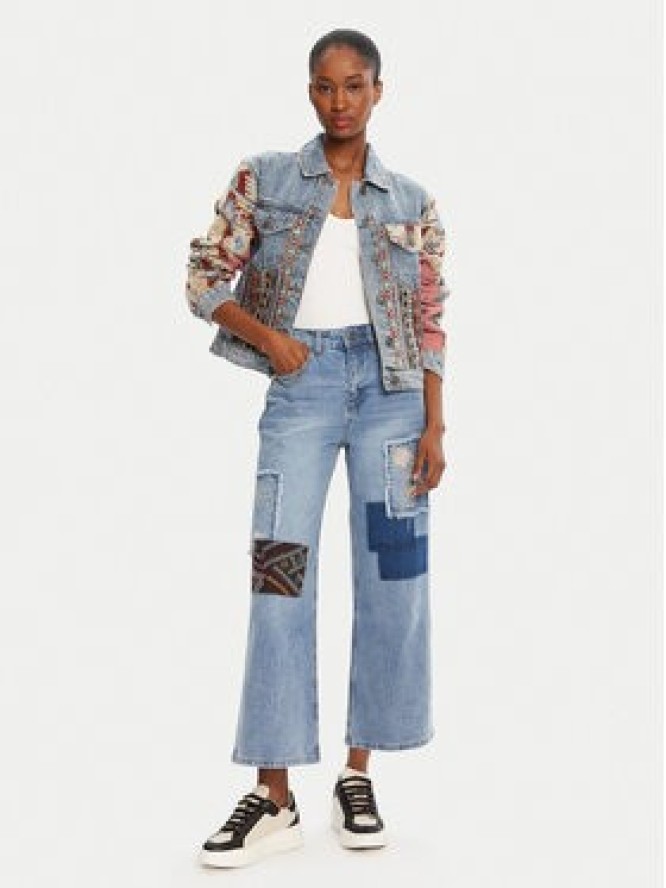 Desigual Jeansy Patches 25WWDD20 Niebieski Wide Leg