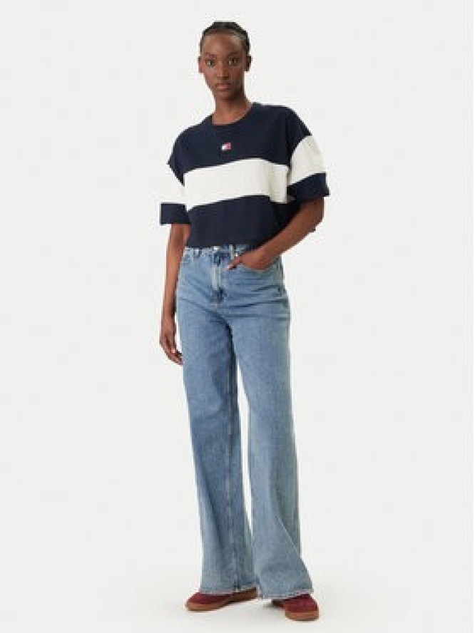 Tommy Jeans T-Shirt Badge Colour-Blocked DW0DW18706 Granatowy Oversize