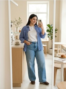 Jeansy wide leg Plus Size - niebieski