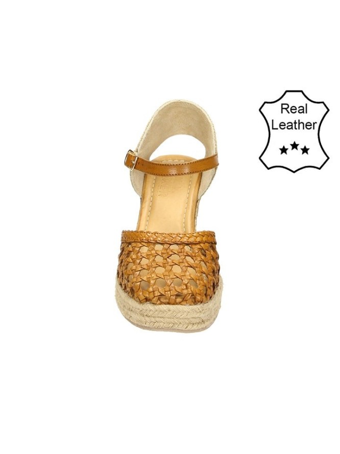 Bullboxer Skórzane czółenka w kolorze jasnobrązowym na koturnie rozmiar: 38