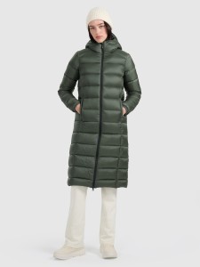 4F Płaszcz puchowy z wypełnieniem naturalnym damski - khaki XXL