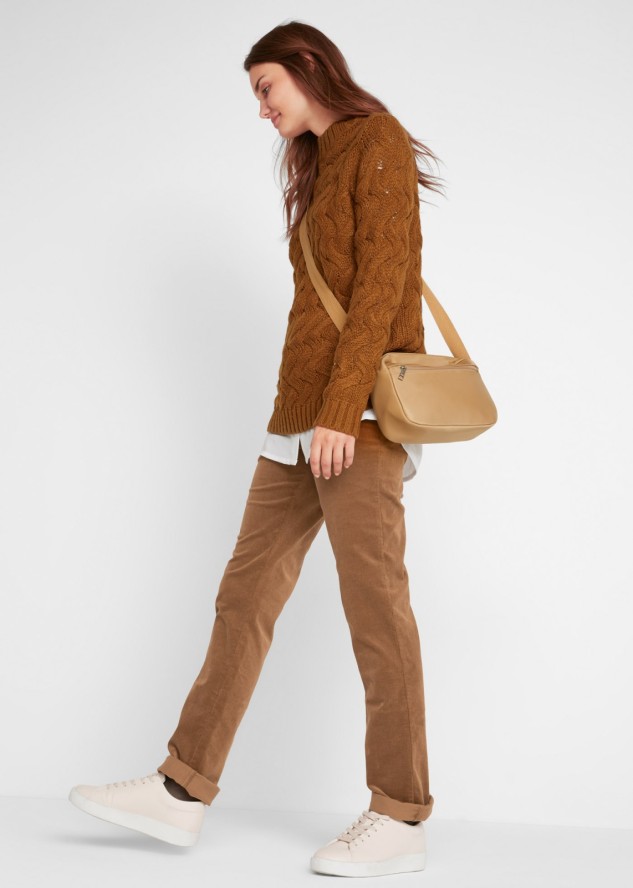 Spodnie sztruksowe ze stretchem, straight