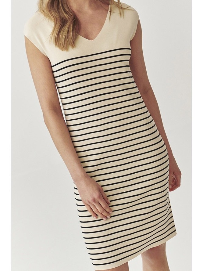 TATUUM Sukienka dzianinowa w kolorze beżowo-czarnym rozmiar: L