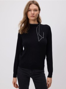 Sweter z wiązaniem - czarny