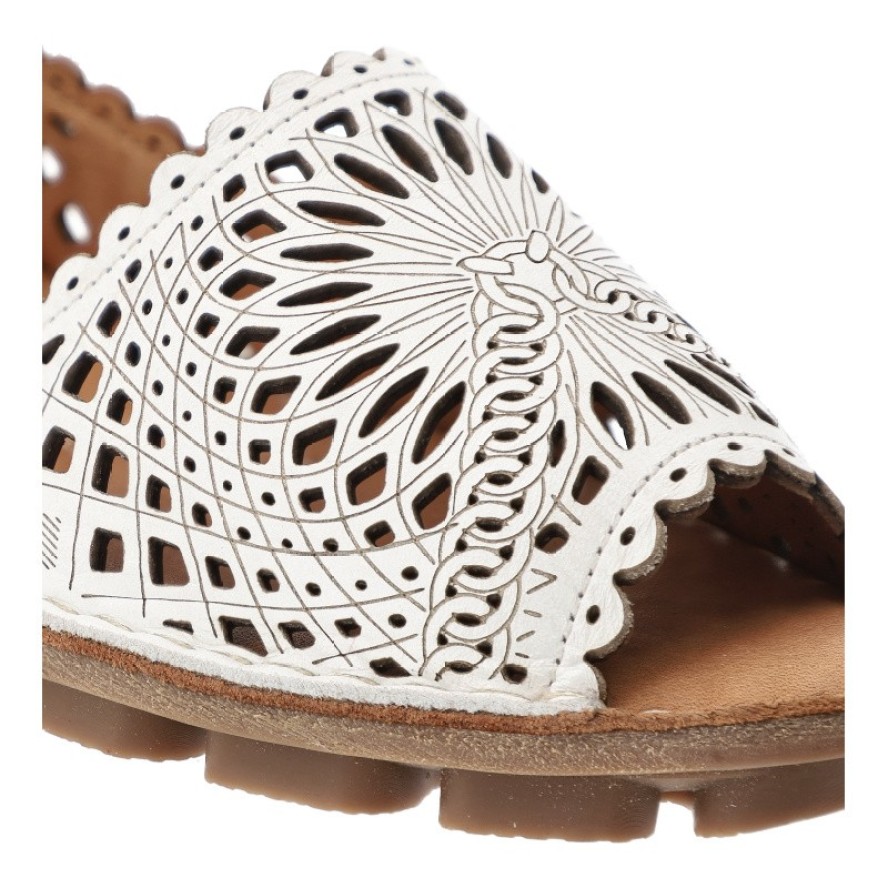 Białe Baleriny Ravini Ażurowe Wsuwane Obuwie Damskie