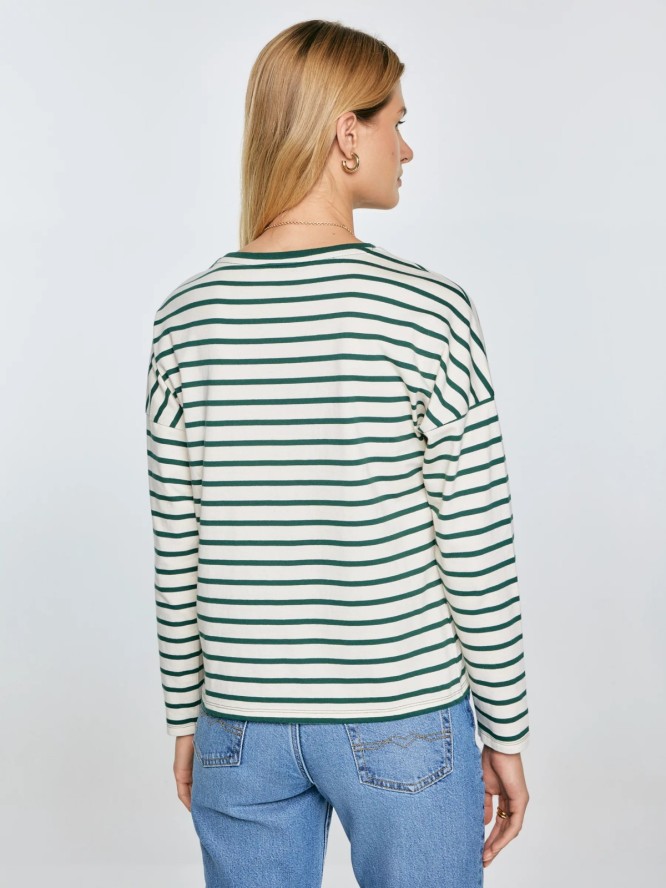 Bluzka damska w paski beżowo-zielone Alerra 304