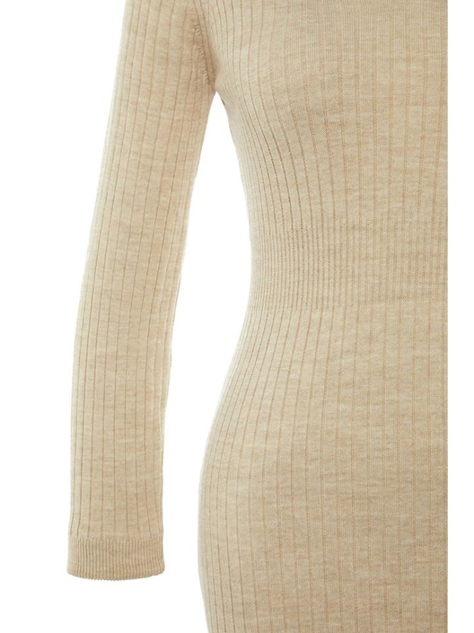 trendyol Sukienka dzianinowa w kolorze beżowym rozmiar: S