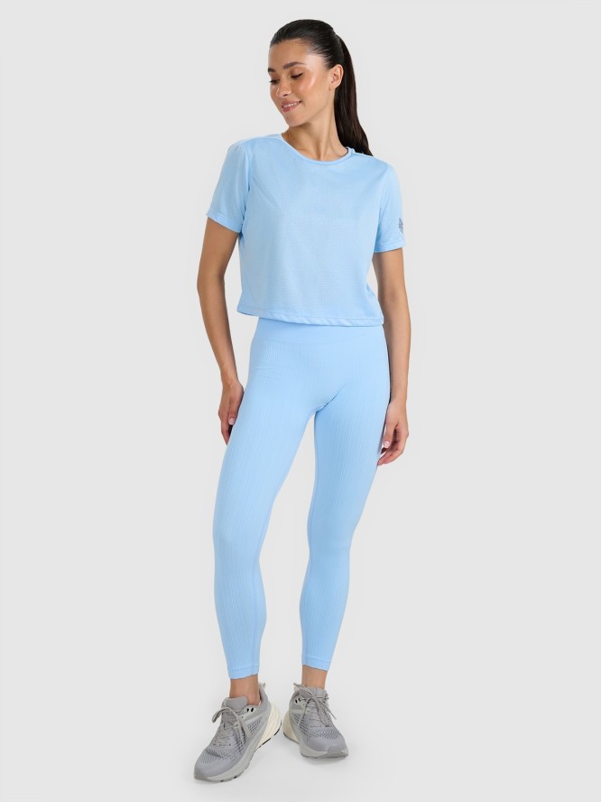 4F Koszulka treningowa crop-top szybkoschnąca damska - niebieska XL