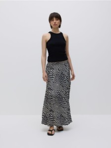 Spódnica midi z gniecionej tkaniny - wielobarwny