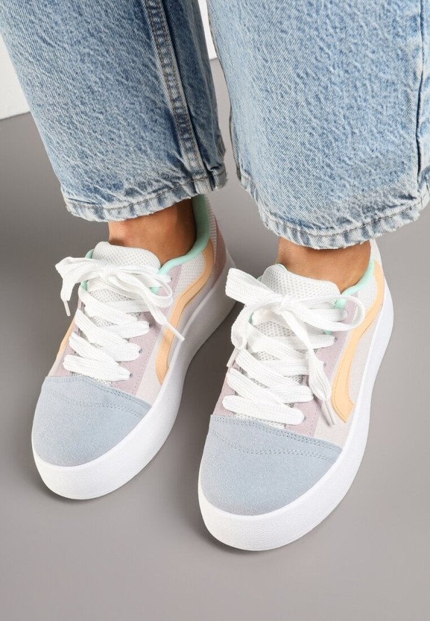 Niebiesko-Fioletowe Sneakersy w Stylu Klasycznych Tenisówek na Platformie Nurimea