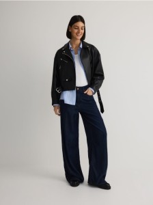 Kurtka biker z paskiem - czarny