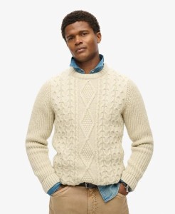 superdry Jacob Cable Knit Jumper – sweter w warkocze, luźny krój
