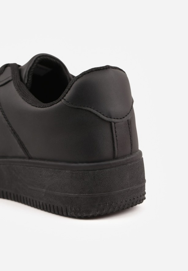 Czarne Sneakersy Sznurowane na Grubej Podeszwie Taleith