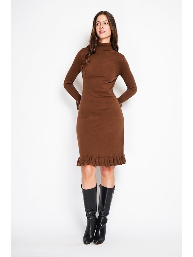 William de Faye Sukienka dzianinowa w kolorze jasnobrązowym rozmiar: 40