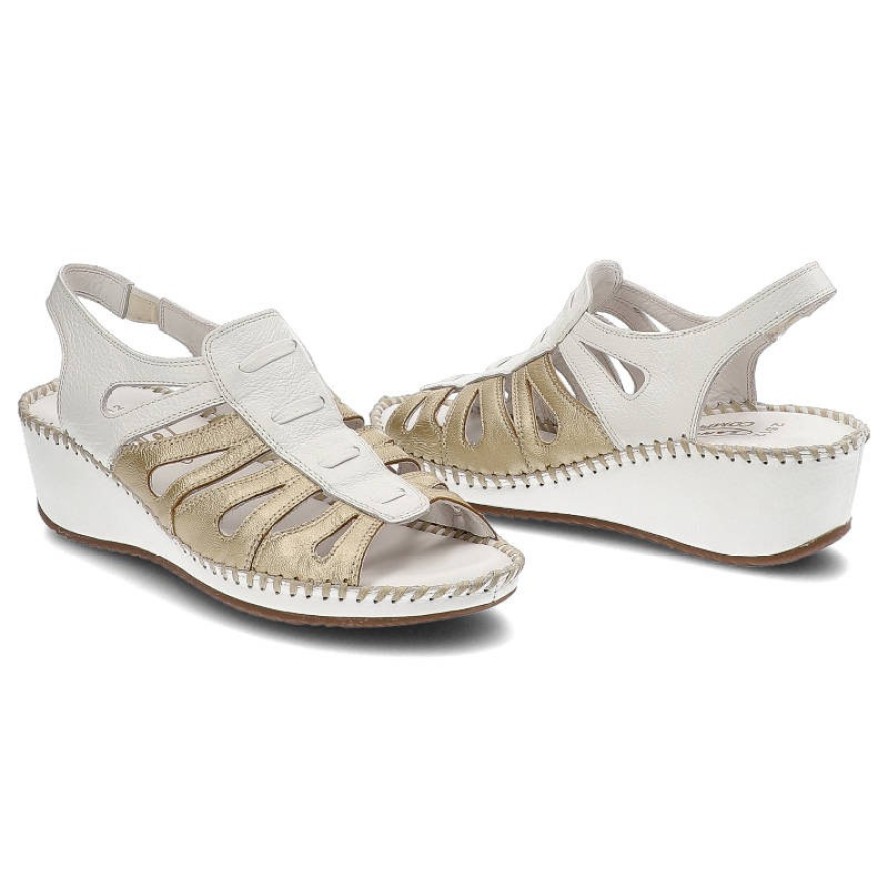 Białe Sandały Lanqier Damskie Skórzane Obuwie