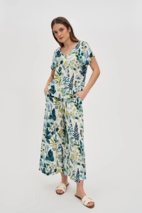 Wzorzyste spodnie kuloty białe